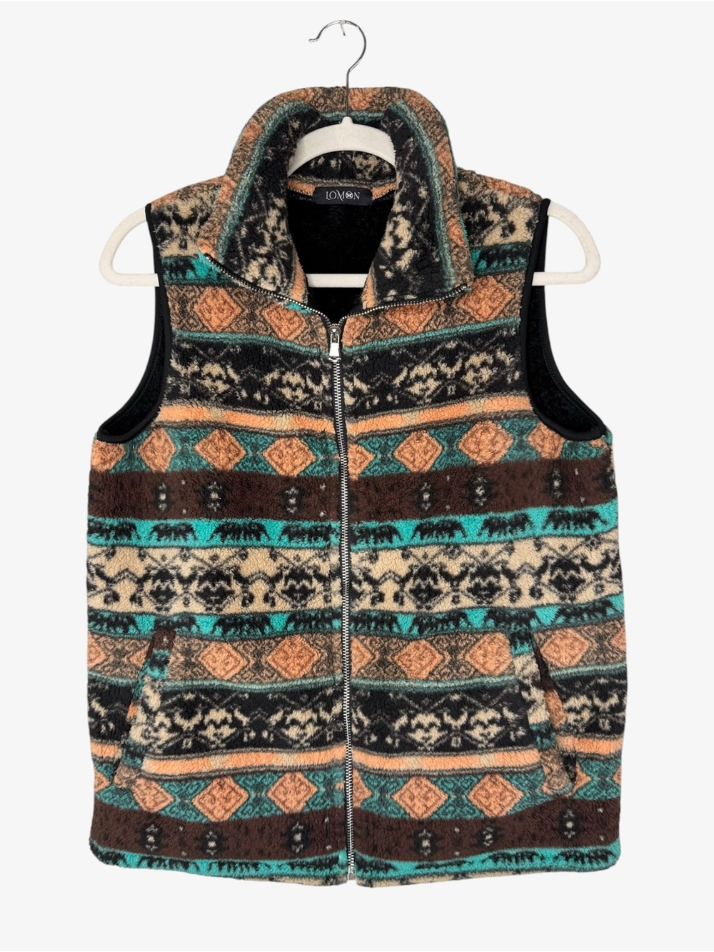 Women’s Southwestern Aztec Print Fleece Vest Boho Western Tribal S Cozy Warm